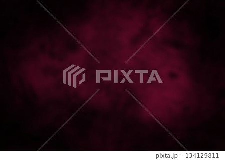 Swirling magenta-red smoke cloud is drifting across dark void background in flat illustration 134129811