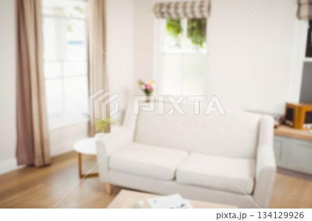 Sofa on hardwood floor at home Sofa on hardwood floor at home 134129926