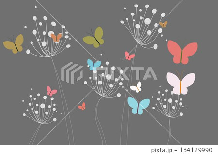 Colourful butterflies and dandelions Colourful butterflies and dandelions 134129990