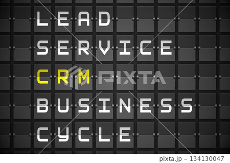 CRM buzzwords on black mechanical board CRM buzzwords on black mechanical board 134130047