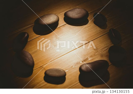High angle view of pebbles 134130155