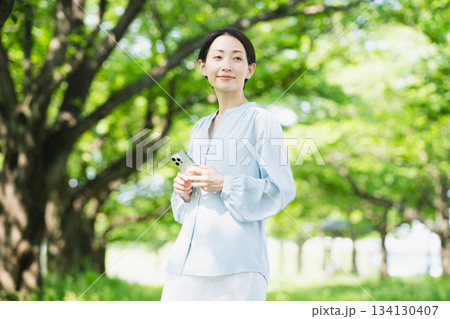 スマートフォンを操作する若い女性　ライフスタイルイメージ 134130407