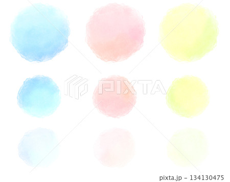 淡い色の水彩テクスチャの円・水玉・丸 134130475