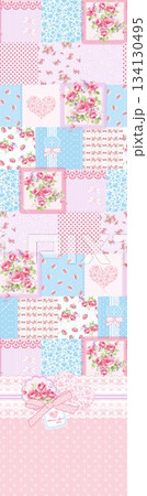 Assorted floral geometric and heart pattern panel designs in soft pastel colors Assorted floral geometric and heart pattern panel designs in soft pastel colors 134130495