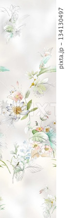 Assorted floral geometric and heart pattern panel designs in soft pastel colors Assorted floral geometric and heart pattern panel designs in soft pastel colors 134130497