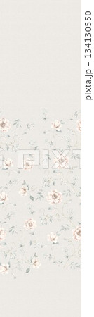 Assorted floral geometric and heart pattern panel designs in soft pastel colors 134130550
