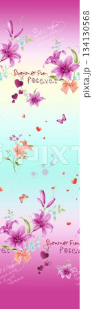 Assorted floral geometric and heart pattern panel designs in soft pastel colors Assorted floral geometric and heart pattern panel designs in soft pastel colors 134130568