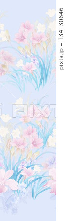 Assorted floral geometric and heart pattern panel designs in soft pastel colors Assorted floral geometric and heart pattern panel designs in soft pastel colors 134130646