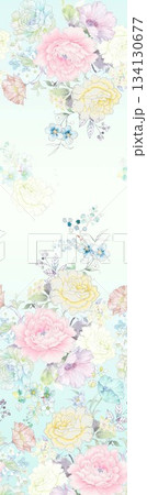 Assorted floral geometric and heart pattern panel designs in soft pastel colors Assorted floral geometric and heart pattern panel designs in soft pastel colors 134130677