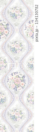 Assorted floral geometric and heart pattern panel designs in soft pastel colors Assorted floral geometric and heart pattern panel designs in soft pastel colors 134130782