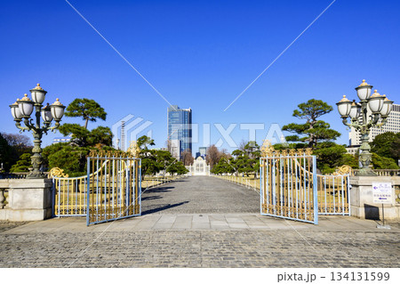 東京都　迎賓館（迎賓館赤坂離宮）正面玄関の風景　日本唯一のネオ・バロック様式による宮殿建築物 134131599