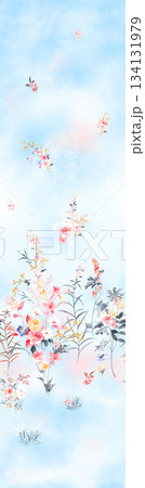 Assorted floral geometric and heart pattern panel designs in soft pastel colors Assorted floral geometric and heart pattern panel designs in soft pastel colors 134131979
