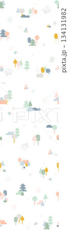 Assorted floral geometric and heart pattern panel designs in soft pastel colors 134131982