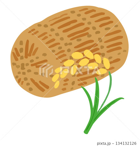 主線なし食材のイラスト_米俵と稲穂 主線なし食材のイラスト_米俵と稲穂 134132126