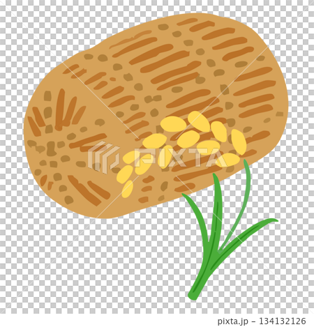 Illustration of ingredients without main lines_rice bales and rice ears 134132126