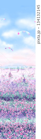 Assorted floral geometric and heart pattern panel designs in soft pastel colors Assorted floral geometric and heart pattern panel designs in soft pastel colors 134132145