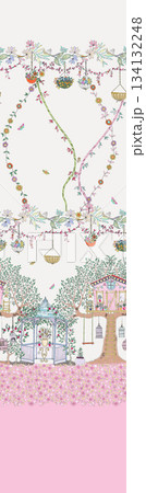 Assorted floral geometric and heart pattern panel designs in soft pastel colors Assorted floral geometric and heart pattern panel designs in soft pastel colors 134132248
