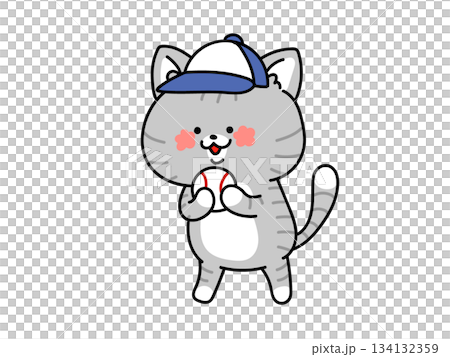 野球やろうぜ！野球がやりたい猫ちゃん 134132359