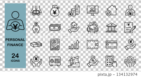 Personal finance and money management line icon set 134132974