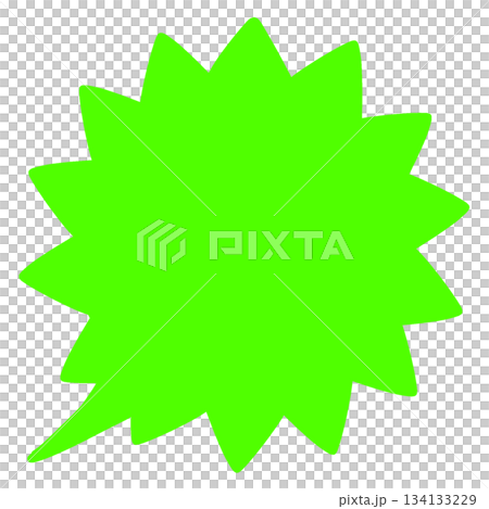 Spiky speech bubble yellow-green simple Spiky speech bubble yellow-green simple 134133229