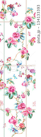 Assorted floral geometric and heart pattern panel designs in soft pastel colors Assorted floral geometric and heart pattern panel designs in soft pastel colors 134133393