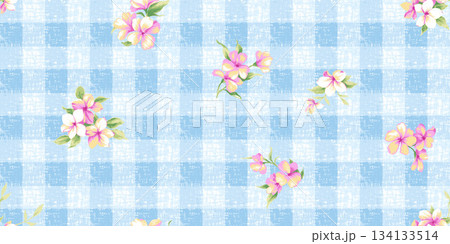 Assorted floral geometric and heart pattern panel designs in soft pastel colors 134133514