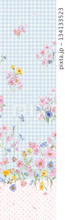 Assorted floral geometric and heart pattern panel designs in soft pastel colors Assorted floral geometric and heart pattern panel designs in soft pastel colors 134133523