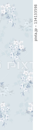 Assorted floral geometric and heart pattern panel designs in soft pastel colors 134133598