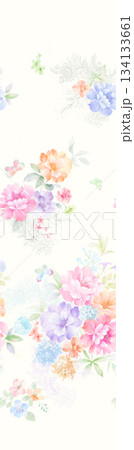 Assorted floral geometric and heart pattern panel designs in soft pastel colors Assorted floral geometric and heart pattern panel designs in soft pastel colors 134133661