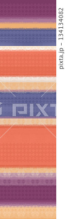 Assorted floral geometric and heart pattern panel designs in soft pastel colors 134134082