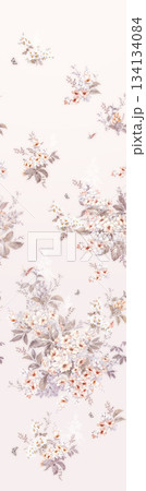 Assorted floral geometric and heart pattern panel designs in soft pastel colors 134134084