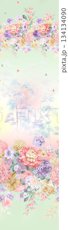Assorted floral geometric and heart pattern panel designs in soft pastel colors Assorted floral geometric and heart pattern panel designs in soft pastel colors 134134090