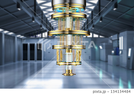 Quantum computer machine in dark factory 134134484
