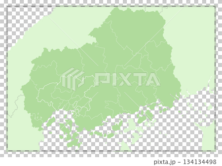 一張空白的日本各都道府縣地圖,邊框上標有「廣島縣」字樣。 一張空白的日本各都道府縣地圖,邊框上標有「廣島縣」字樣。 134134498