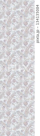 Assorted floral geometric and heart pattern panel designs in soft pastel colors 134135084