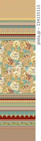 Assorted floral geometric and heart pattern panel designs in soft pastel colors Assorted floral geometric and heart pattern panel designs in soft pastel colors 134135115