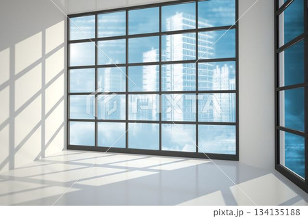 Cityscape seen through window Cityscape seen through window 134135188
