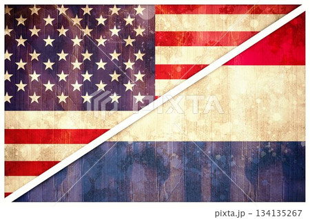 Netherlands and American flags Netherlands and American flags 134135267