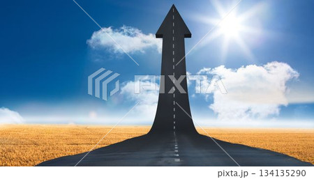 Arrow road in upward direction Arrow road in upward direction 134135290