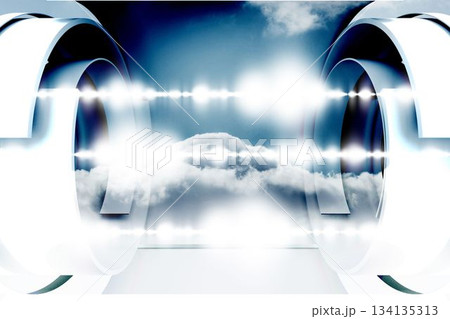 Abstract cloud design in futuristic structure 134135313