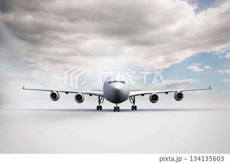 3D plane standing on white ground 134135603