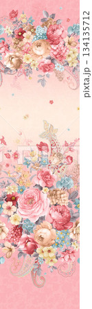 Assorted floral geometric and heart pattern panel designs in soft pastel colors Assorted floral geometric and heart pattern panel designs in soft pastel colors 134135712