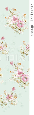 Assorted floral geometric and heart pattern panel designs in soft pastel colors Assorted floral geometric and heart pattern panel designs in soft pastel colors 134135737