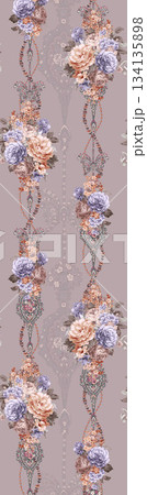 Assorted floral geometric and heart pattern panel designs in soft pastel colors Assorted floral geometric and heart pattern panel designs in soft pastel colors 134135898