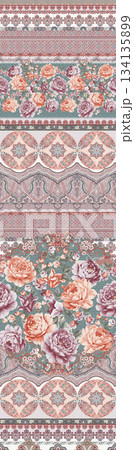 Assorted floral geometric and heart pattern panel designs in soft pastel colors Assorted floral geometric and heart pattern panel designs in soft pastel colors 134135899
