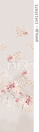 Assorted floral geometric and heart pattern panel designs in soft pastel colors 134135973