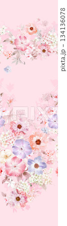 Assorted floral geometric and heart pattern panel designs in soft pastel colors Assorted floral geometric and heart pattern panel designs in soft pastel colors 134136078