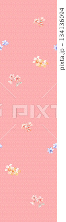 Assorted floral geometric and heart pattern panel designs in soft pastel colors 134136094