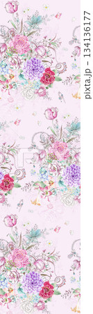 Assorted floral geometric and heart pattern panel designs in soft pastel colors Assorted floral geometric and heart pattern panel designs in soft pastel colors 134136177