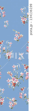 Assorted floral geometric and heart pattern panel designs in soft pastel colors 134136199